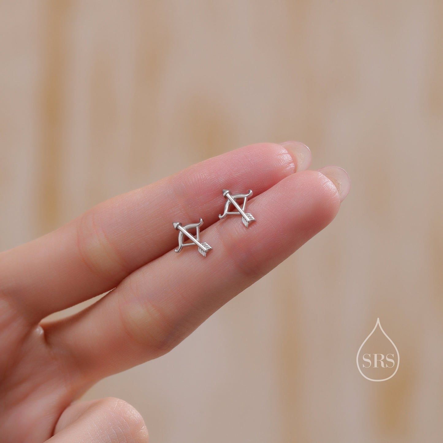 Bow and Arrow Stud Earrings in Sterling Silver, Silver or Gold or Rose Gold, Bow and Arrow Earrings