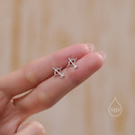 Bow and Arrow Stud Earrings in Sterling Silver, Silver or Gold or Rose Gold, Bow and Arrow Earrings
