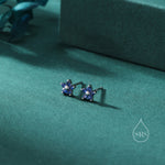 Tiny Sapphire Blue CZ Flower Stud Earrings in Sterling Silver, Silver or Gold, Blue CZ Flower Stud Earrings, Forget me not Flower Earrings