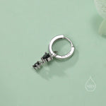 Double Black CZ Huggie Hoop Earrings in Sterling Silver, Silver or Gold, Detachable Charm Hoops, Geometric Hoop Earrings
