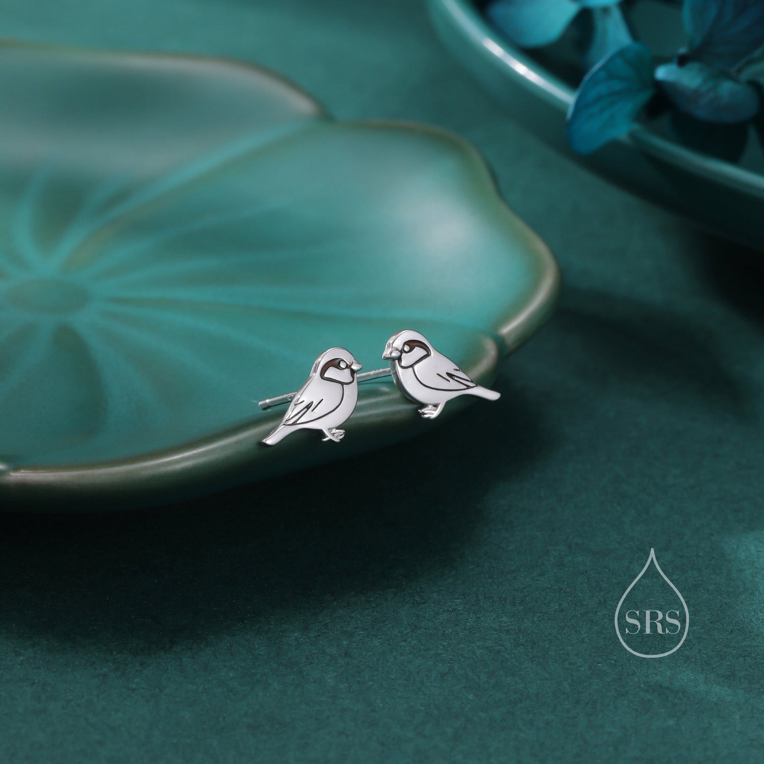 Sterling Silver Tiny Sparrow Bird Stud Earrings Earrings, Silver or Gold, Silver Sparrow Earrings,  Cute Sparrow Earrings