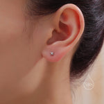 Internally Threaded Tiny Starburst Flat Back Earrings in Sterling Silver, Star Earrings, Piercing Jewellery
