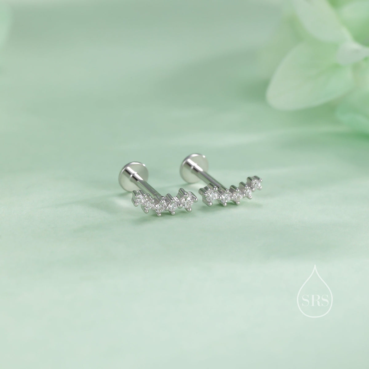 Tiny Shooting Star CZ Internally Threaded Flat Back/Screw back(Barbell)/ Stud Earrings in Sterling Silver, Star Earrings, Piercing Jewellery