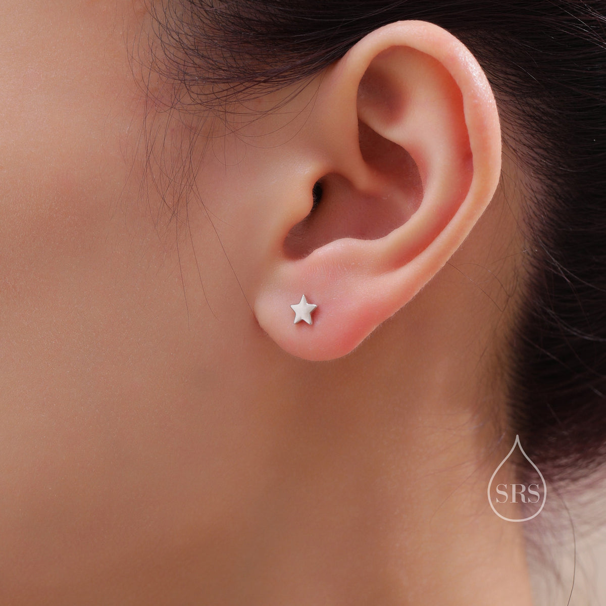 Tiny Star Internally Threaded Flat Back/Screw back(Barbell)/ Stud Earrings in Sterling Silver, Star Earrings, Piercing Jewellery