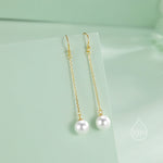 Mother of Pearl Drop Hook Earrings in Sterling Silver, Silver or Gold, Simulated Pearl Long Dangle Earrings