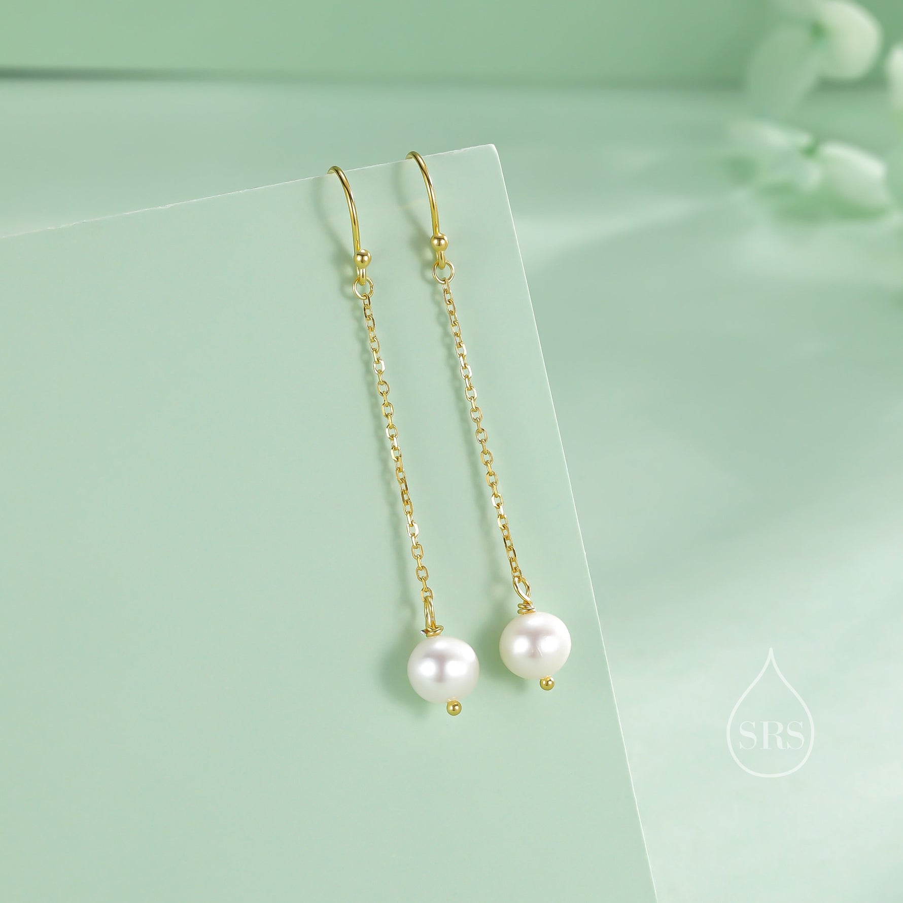 Genuine Freshwater Pearl Drop Hook Earrings in Sterling Silver, Silver or Gold, Irregular Shape Natural Pearl Long Dangle Earrings