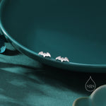 Tiny Bat 16G Internally Threaded Flat Back Earrings in Sterling Silver, Animal Earrings