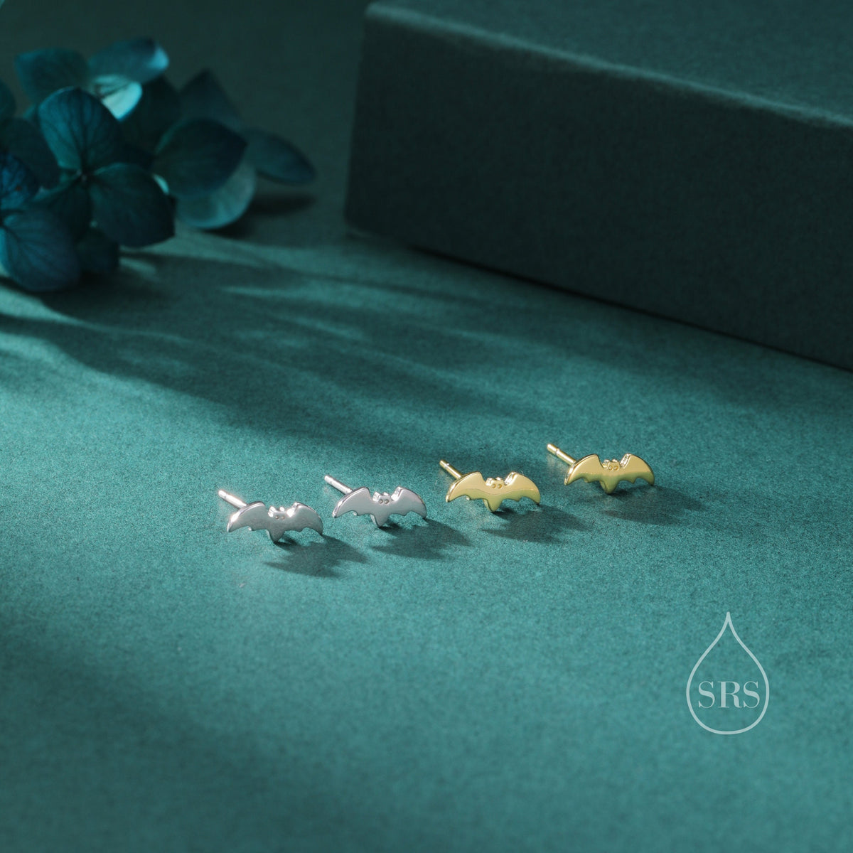 Tiny Bat Stud Earrings in Sterling Silver, Silver or Gold, Simple Bat Earrings, Stacking Earrings, Animal Earrings