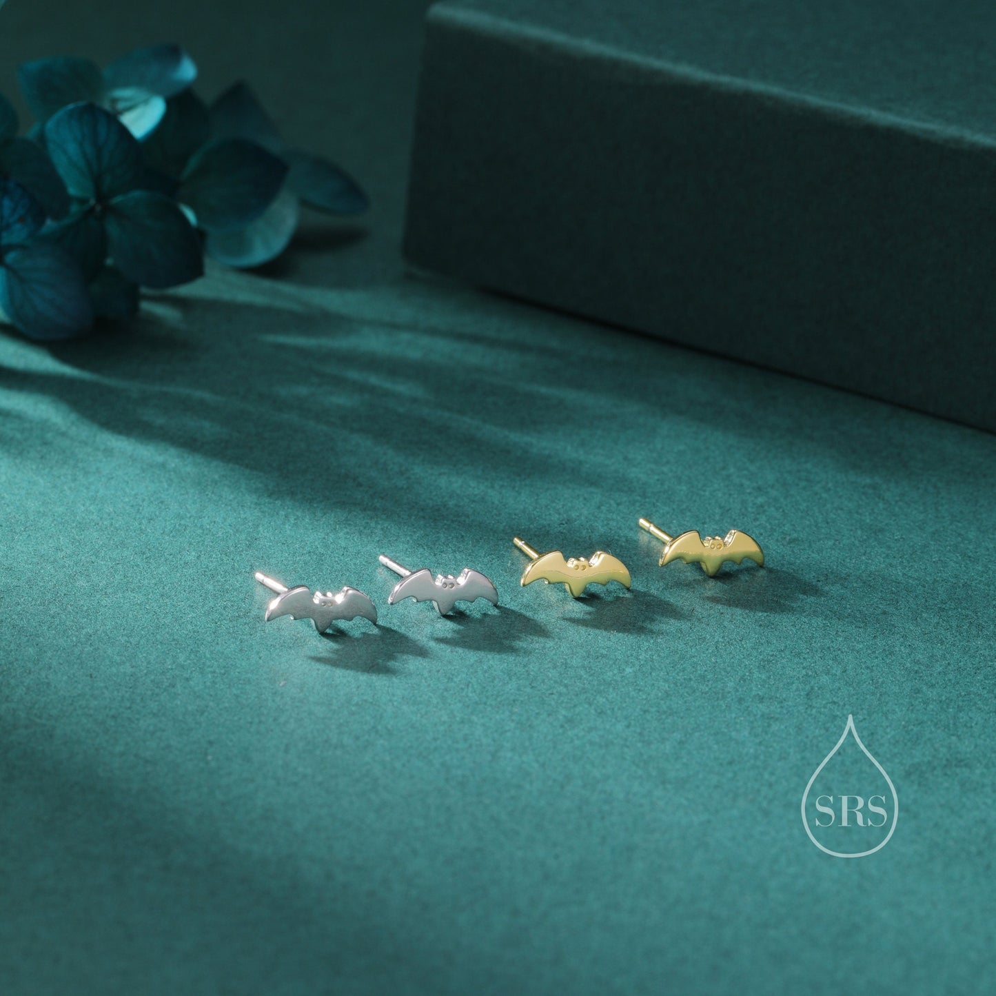 Tiny Bat Stud Earrings in Sterling Silver, Silver or Gold, Simple Bat Earrings, Stacking Earrings, Animal Earrings