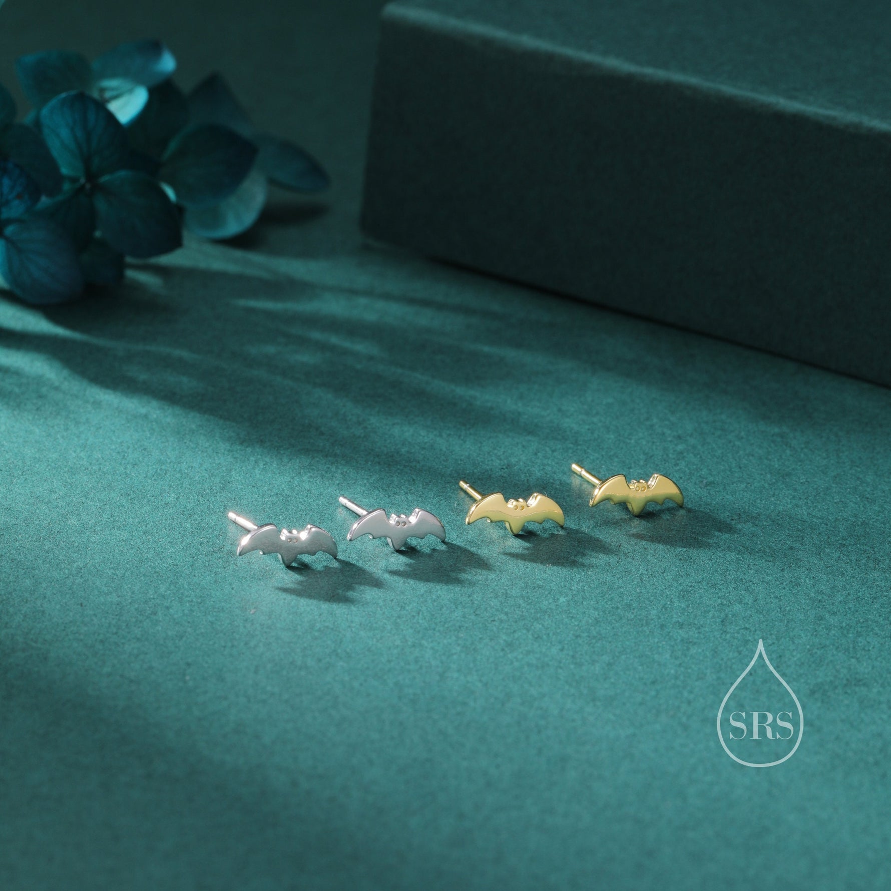 Tiny Bat Stud Earrings in Sterling Silver, Silver or Gold, Simple Bat Earrings, Stacking Earrings, Animal Earrings