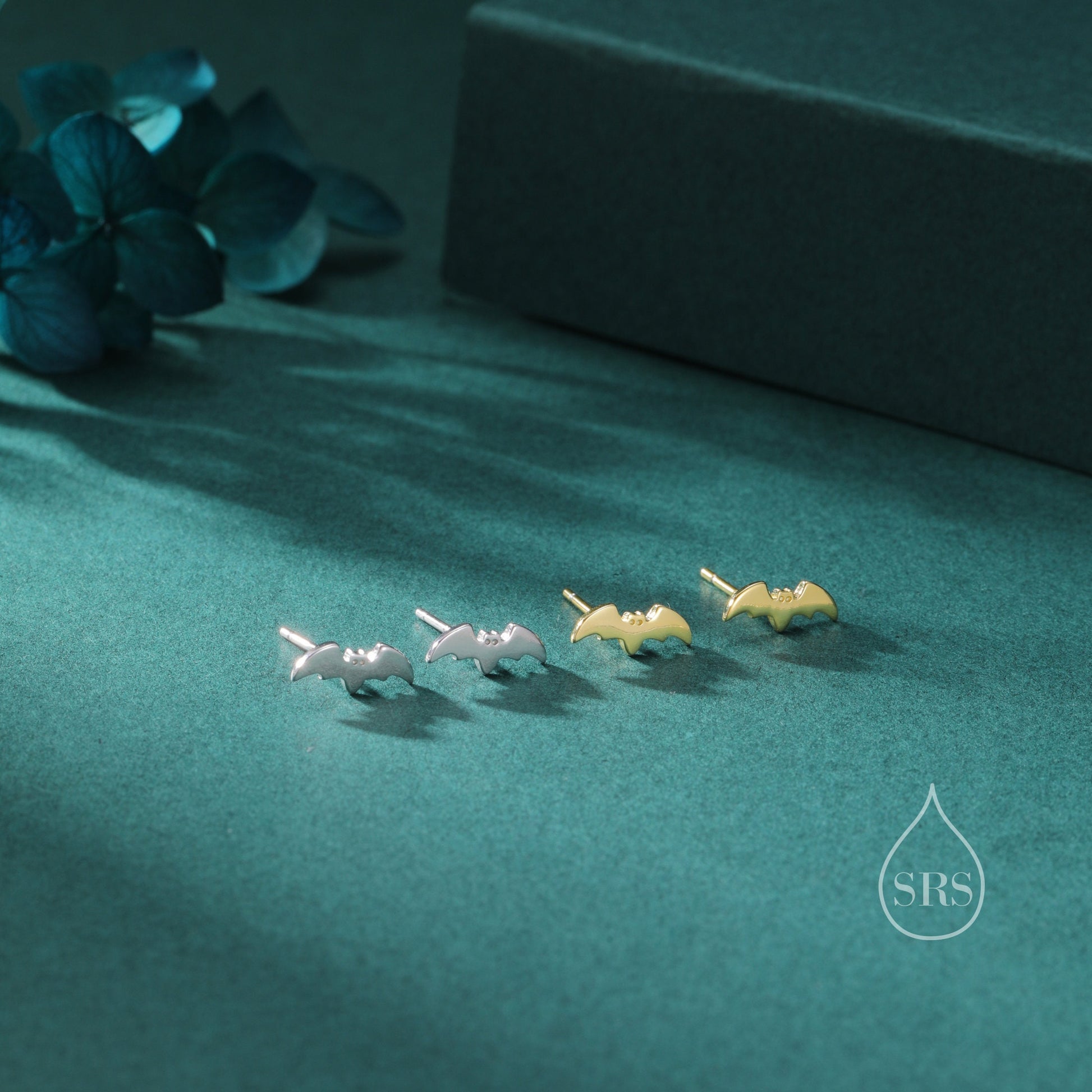 Tiny Bat Stud Earrings in Sterling Silver, Silver or Gold, Simple Bat Earrings, Stacking Earrings, Animal Earrings