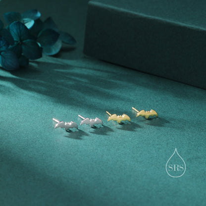 Tiny Bat Stud Earrings in Sterling Silver, Silver or Gold, Simple Bat Earrings, Stacking Earrings, Animal Earrings