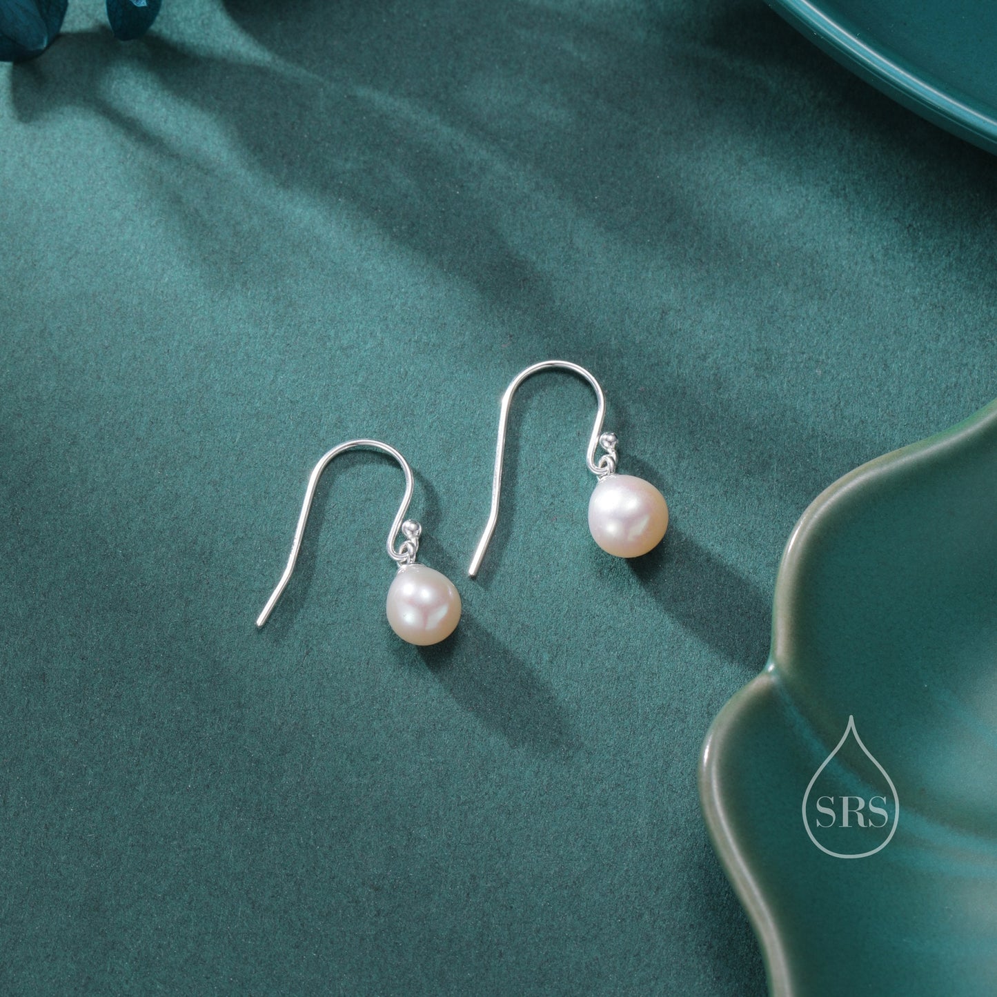 Genuine Tiny Droplet Freshwater Pearl Drop Hook Earrings in Sterling Silver, Silver or Gold, Delicate Pear Pearl Earrings, Genuine Pearls