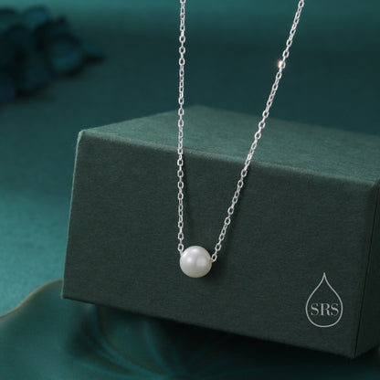 Single Freshwater Pearl Necklace in Sterling Silver, Silver or Gold, Natural Pearl Necklace, Single Pearl Necklace, Genuine Pearl Necklace