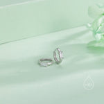 Minimalist Single Baguette Cut CZ Huggie Hoop in Sterling Silver, Silver or Gold, Minimalist Simple Hoop Earrings
