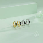 Black Single Baguette Cut CZ Huggie Hoop in Sterling Silver, Silver or Gold, Minimalist Simple Black Hoop Earrings