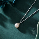 Natural Tiny Droplet Pearl Necklace in Sterling Silver, Silver or Gold, Genuine Freshwater Pearl Pendant Necklace in Sterling Silver