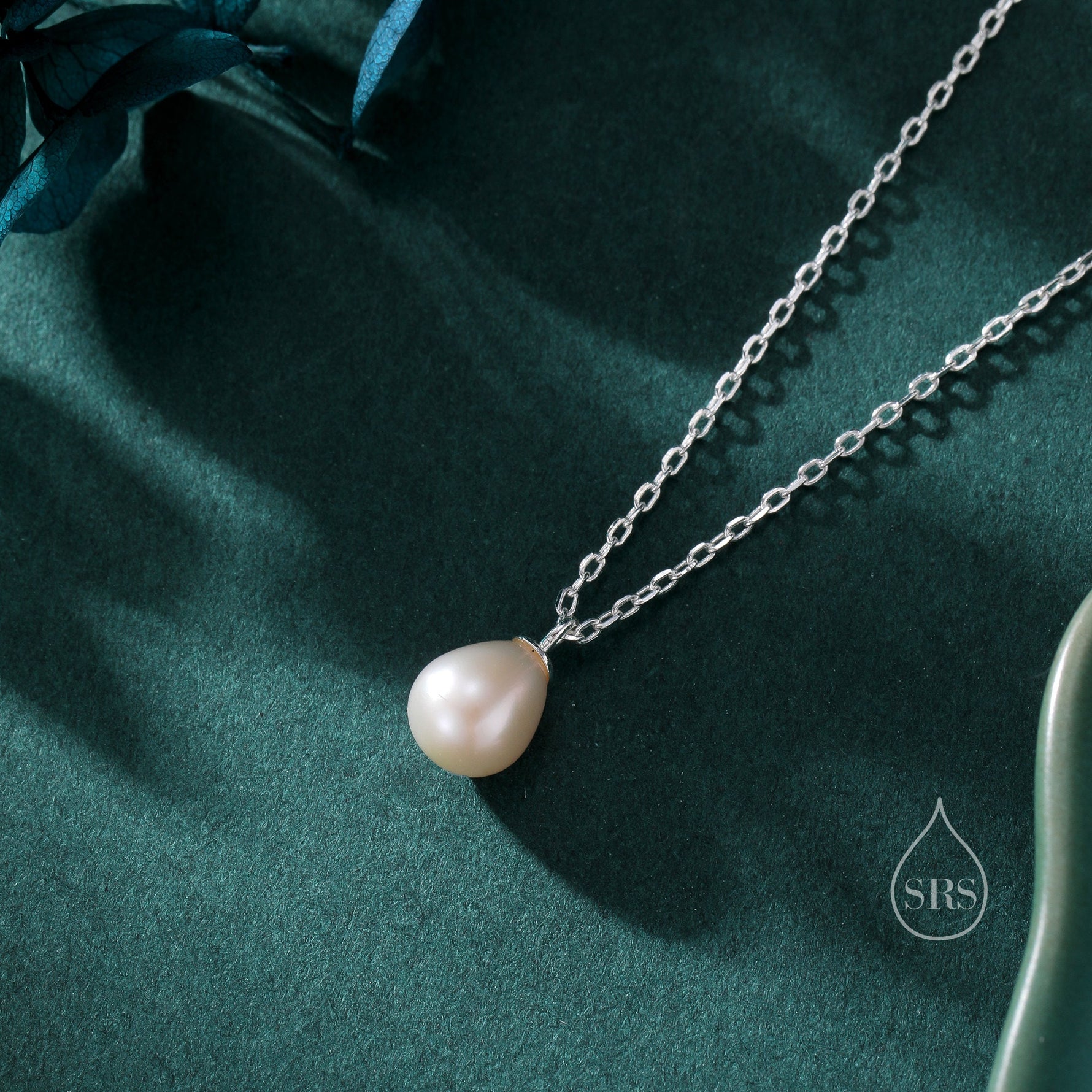Natural Tiny Droplet Pearl Necklace in Sterling Silver, Silver or Gold, Genuine Freshwater Pearl Pendant Necklace in Sterling Silver