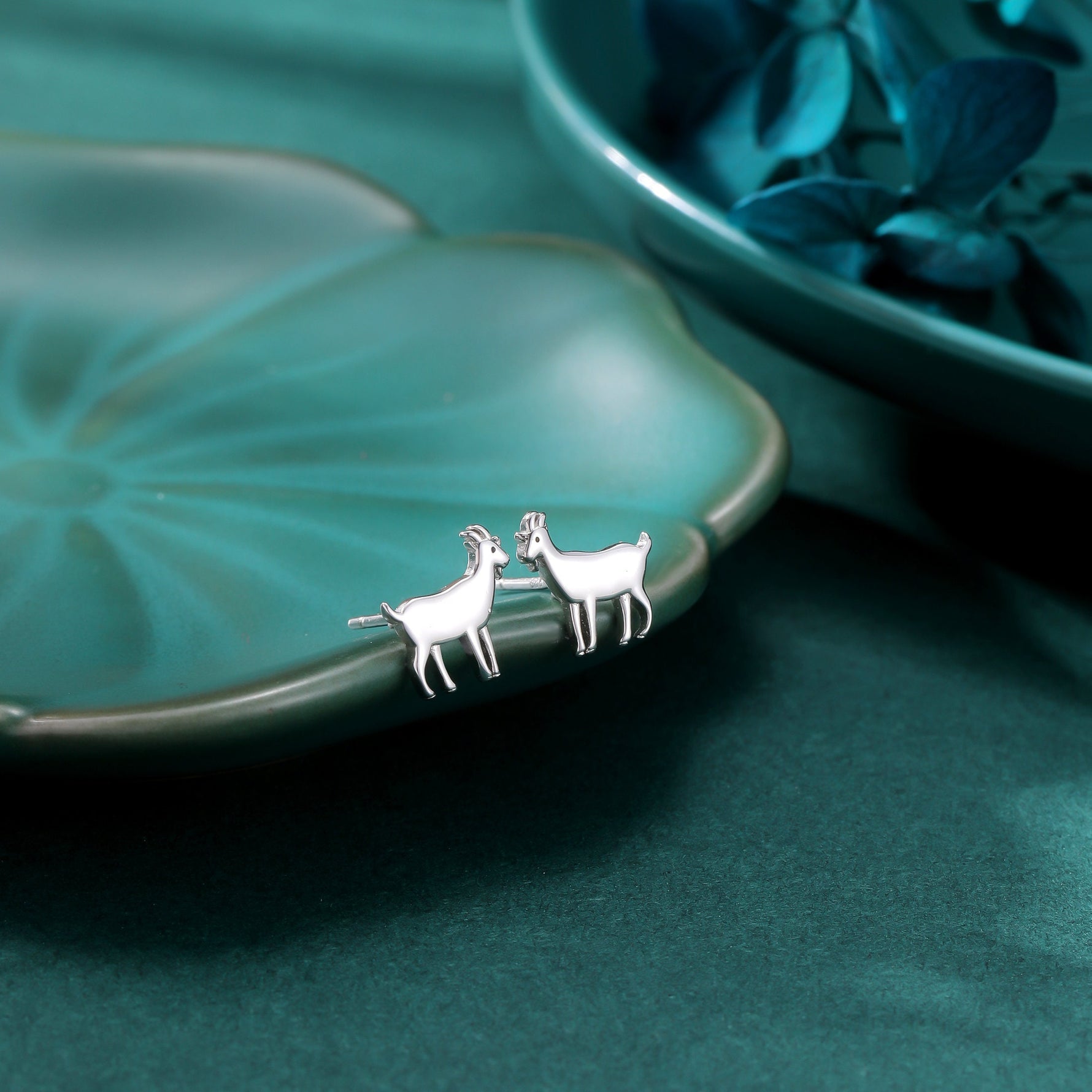 Goat Stud Earrings in Sterling Silver, Silver or Gold or Rose Gold, Sterling Silver Goat Earrings, Sheep Earrings, Farm Earrings