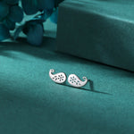 Paisley Pattern Stud Earrings in Sterling Silver, Silver or Gold, Small Stacking Earrings