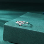 Hydrangea Bouquet CZ Flower Ring in Sterling Silver, US Size 5 -8, Four Crystal Flower Ring, Tiny CZ Ring