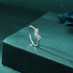 Hydrangea Bouquet CZ Flower Ring in Sterling Silver, US Size 5 -8, Four Crystal Flower Ring, Tiny CZ Ring
