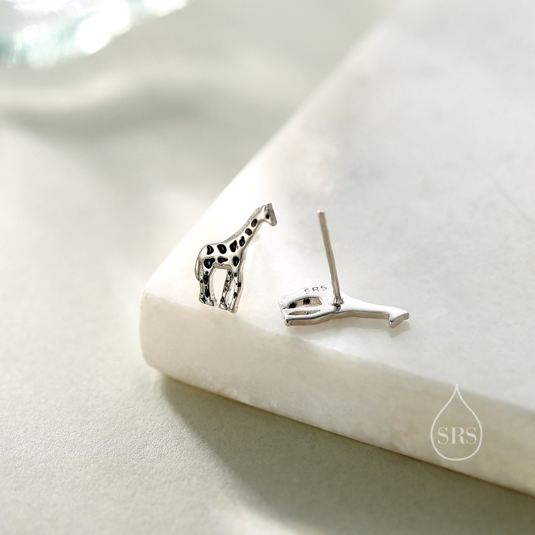 Sterling Silver Cute Little Giraffe Stud Earrings - Hand Painted Enamel - Cute, Fun, Whimsical and Pretty Jewellery