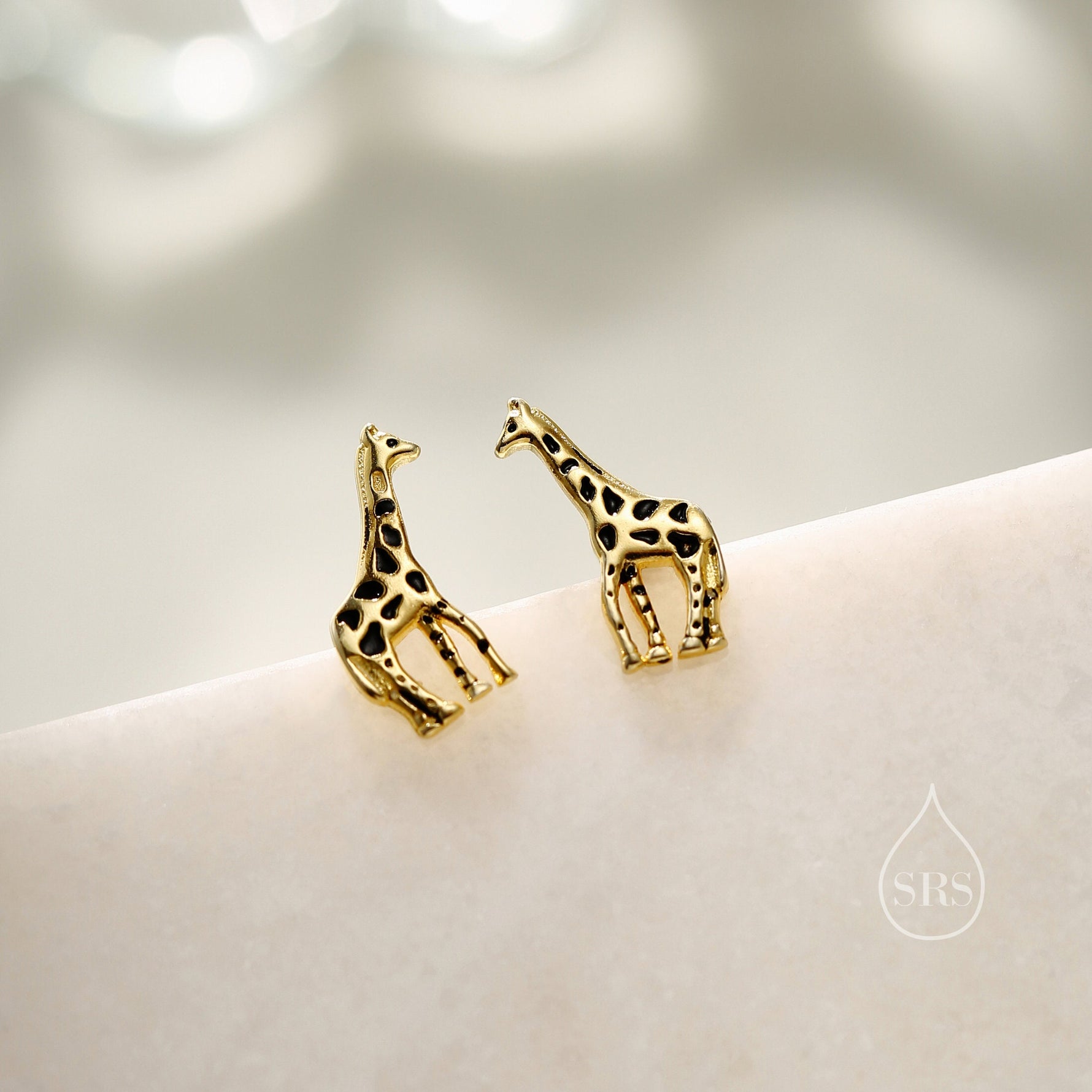 Sterling Silver Cute Little Giraffe Stud Earrings - Hand Painted Enamel - Cute, Fun, Whimsical and Pretty Jewellery