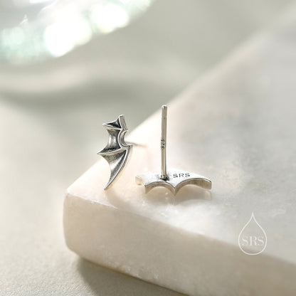 Bat Wing Screw Back / Stud Earrings in Sterling Silver, Oxidised Silver or Gold or Rose Gold, Demon Wing Earrings, Devil Wing Earrings