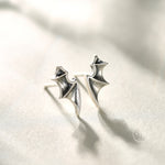 Bat Wing 18G Screw Back Earrings in Sterling Silver with Ball Backs
