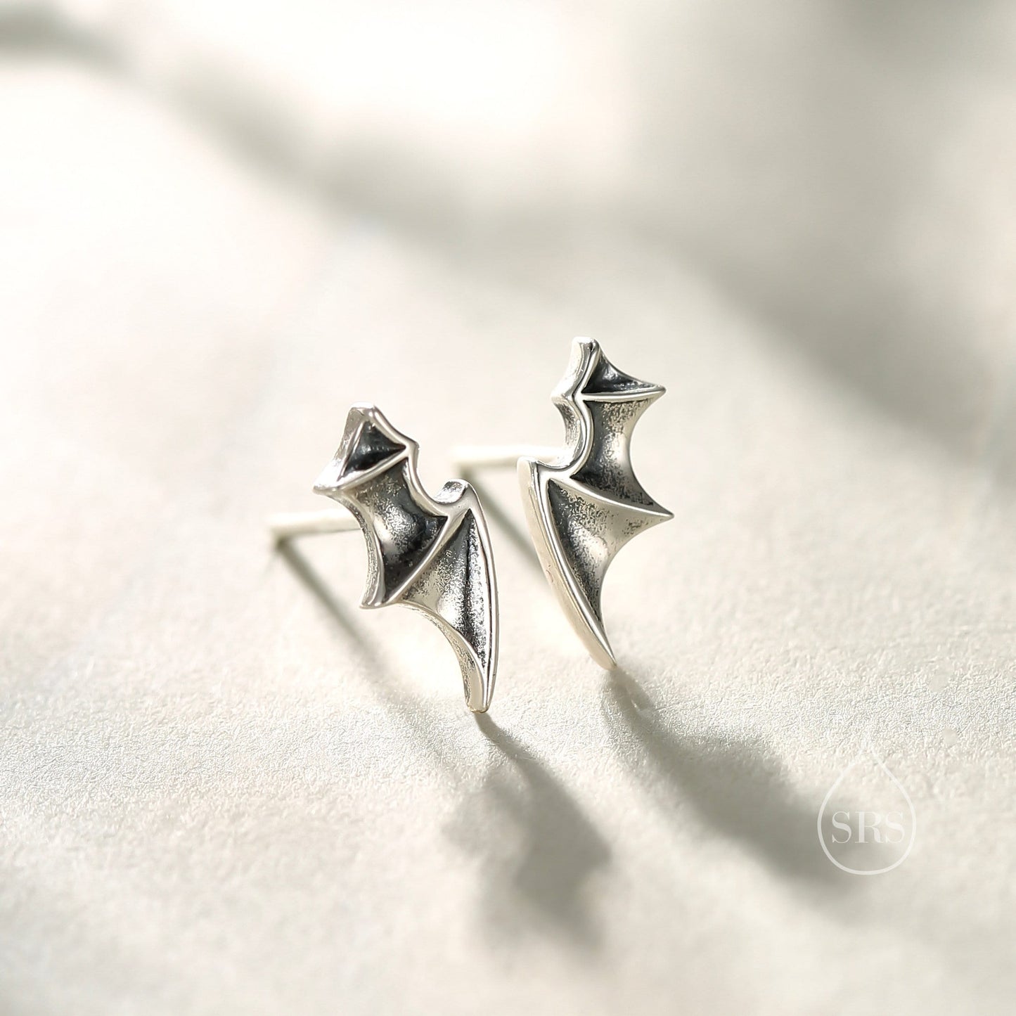 Bat Wing Screw Back / Stud Earrings in Sterling Silver, Oxidised Silver or Gold or Rose Gold, Demon Wing Earrings, Devil Wing Earrings
