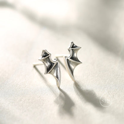 Bat Wing Screw Back / Stud Earrings in Sterling Silver, Oxidised Silver or Gold or Rose Gold, Demon Wing Earrings, Devil Wing Earrings