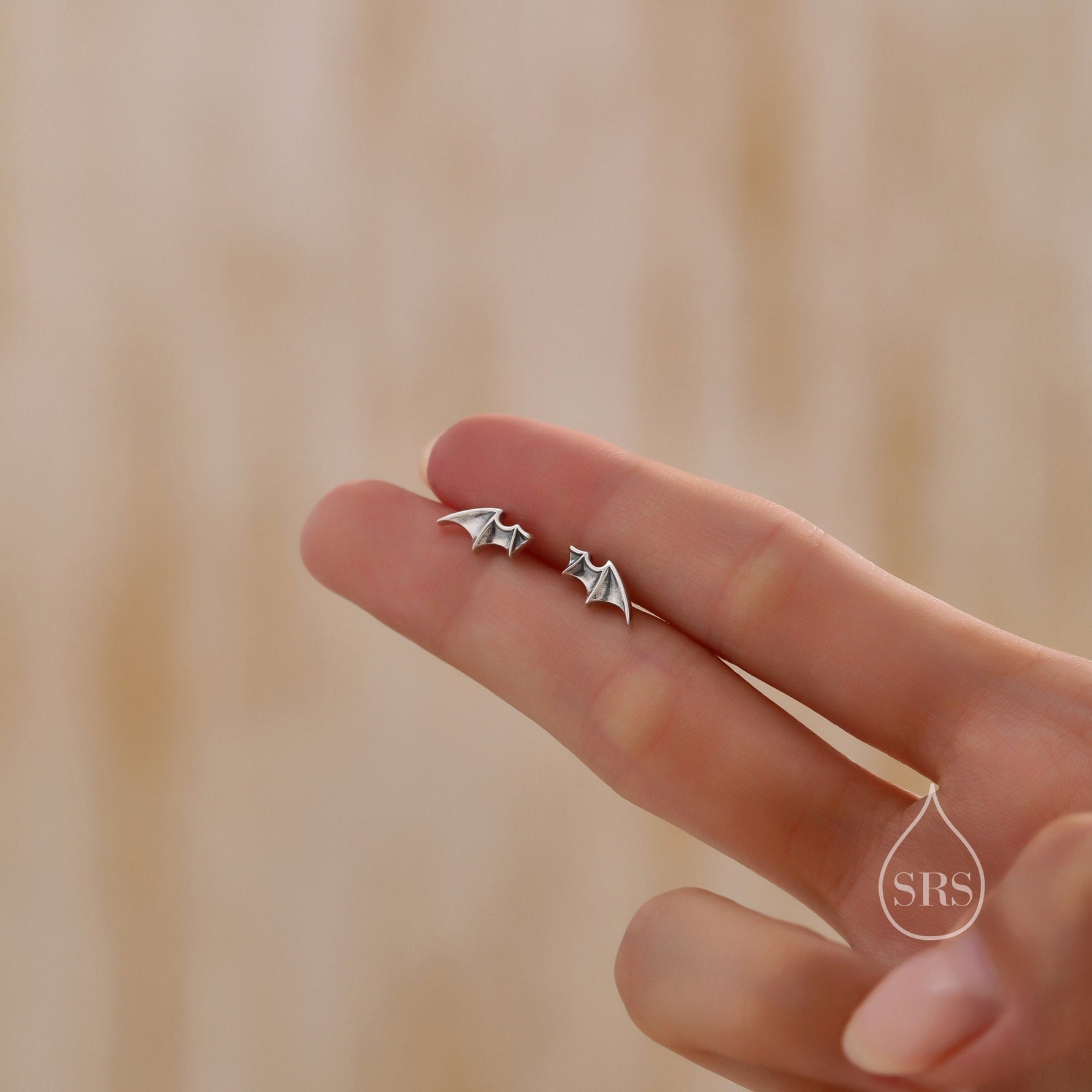 Bat Wing Screw Back/Internally Threaded Flat Back/Stud Earrings in Sterling Silver, Silver, Gold or Rose Gold, Demon/ Devil Wing Earrings