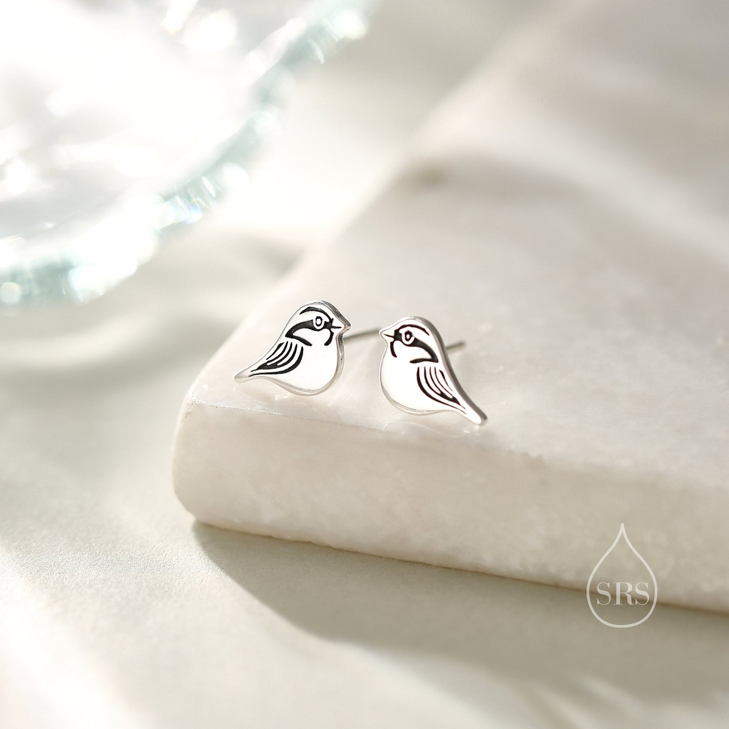 Sterling Silver Tiny Sparrow Bird Stud Earrings Earrings, Silver Sparrow Earrings,  Cute Sparrow Earrings