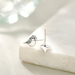 Sterling Silver Tiny Sparrow Bird Stud Earrings Earrings, Silver Sparrow Earrings, Cute Sparrow Earrings