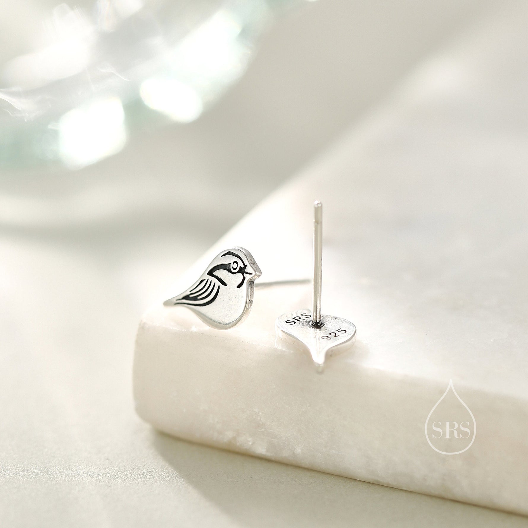Sterling Silver Tiny Sparrow Bird Stud Earrings Earrings, Silver Sparrow Earrings, Cute Sparrow Earrings