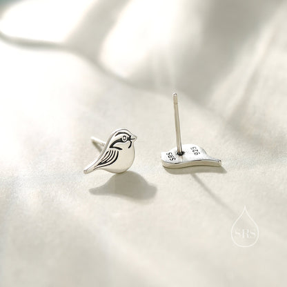 Sterling Silver Tiny Sparrow Bird Stud Earrings Earrings, Silver Sparrow Earrings,  Cute Sparrow Earrings