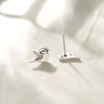 Sterling Silver Tiny Sparrow Bird Stud Earrings Earrings, Silver Sparrow Earrings, Cute Sparrow Earrings
