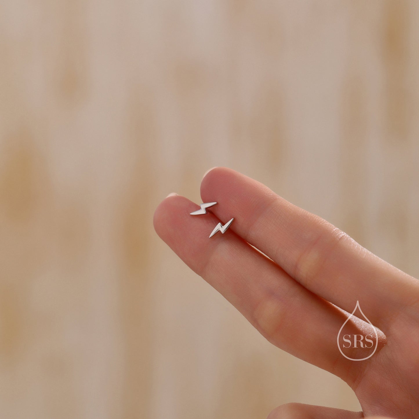 Lightning Bolt Stud Earrings in Sterling Silver, Silver or Gold, Delicate Stacking Earrings