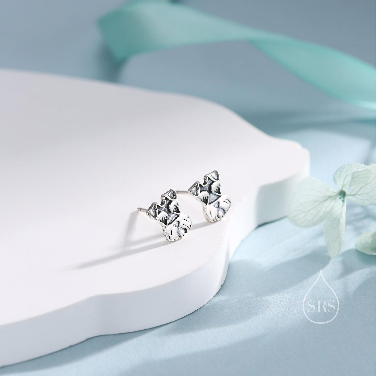 Schnauzer Dog Stud Earrings in Oxidised Sterling Silver, Dog Earrings, Animal Earrings, Pet Lover