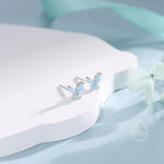 Sterling Silver Opal Blue CZ Butterfly Stud Earrings, Gold or Silver or Rose Gold, Marquise CZ Earrings, Butterfly Earrings