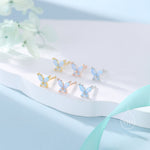 Sterling Silver Opal Blue CZ Butterfly Stud Earrings, Gold or Silver or Rose Gold, Marquise CZ Earrings, Butterfly Earrings