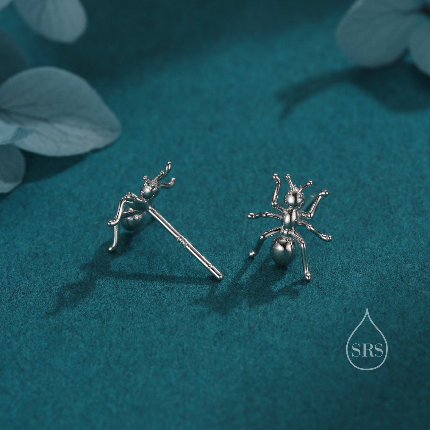 Ant Stud Earrings in Sterling Silver, Silver or Gold or Rose Gold, Ant Insect Animal Earrings, Nature Inspired