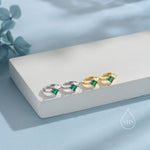 Single Emerald Green CZ Crystal Huggie Hoop in Sterling Silver, Silver or Gold, Minimalist Simple Hoop Earrings