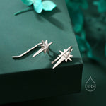 Starburst Ear Crawler Earrings in Sterling Silver - Star Crawler Earrings - Silver or Gold or Rose Gold - North Star Ear Climbers Earrings