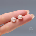 Keshi Pearls Stud Earrings in Sterling Silver, Baroque Pearl Earrings, Genuine Freshwater Pearls Earrings, Simple and Minimalist,