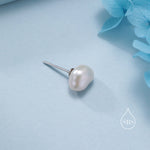 Keshi Pearls Stud Earrings in Sterling Silver, Baroque Pearl Earrings, Genuine Freshwater Pearls Earrings, Simple and Minimalist,