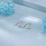 Thistle Flower Drop Hook Earrings in Sterling Silver - Scottish Flower Blossom Stud Earrings - Cute, Fun, Whimsical