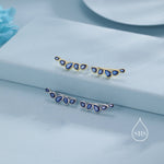 Sapphire Blue Droplet CZ Cluster Crawler Earrings in Sterling Silver, Silver or Gold, Pear CZ Cluster Crawler, Cluster Earrings