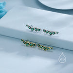 Emerald Green Droplet CZ Cluster Crawler Earrings in Sterling Silver, Silver or Gold, Pear CZ Cluster Crawler, Cluster Earrings